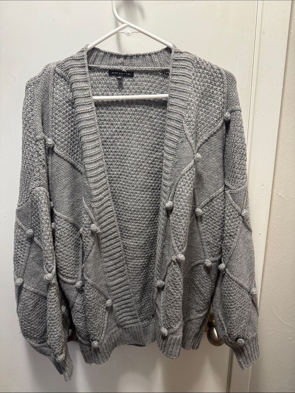 Staccato Gray Pom-Pom Knit Open Cardigan(6)